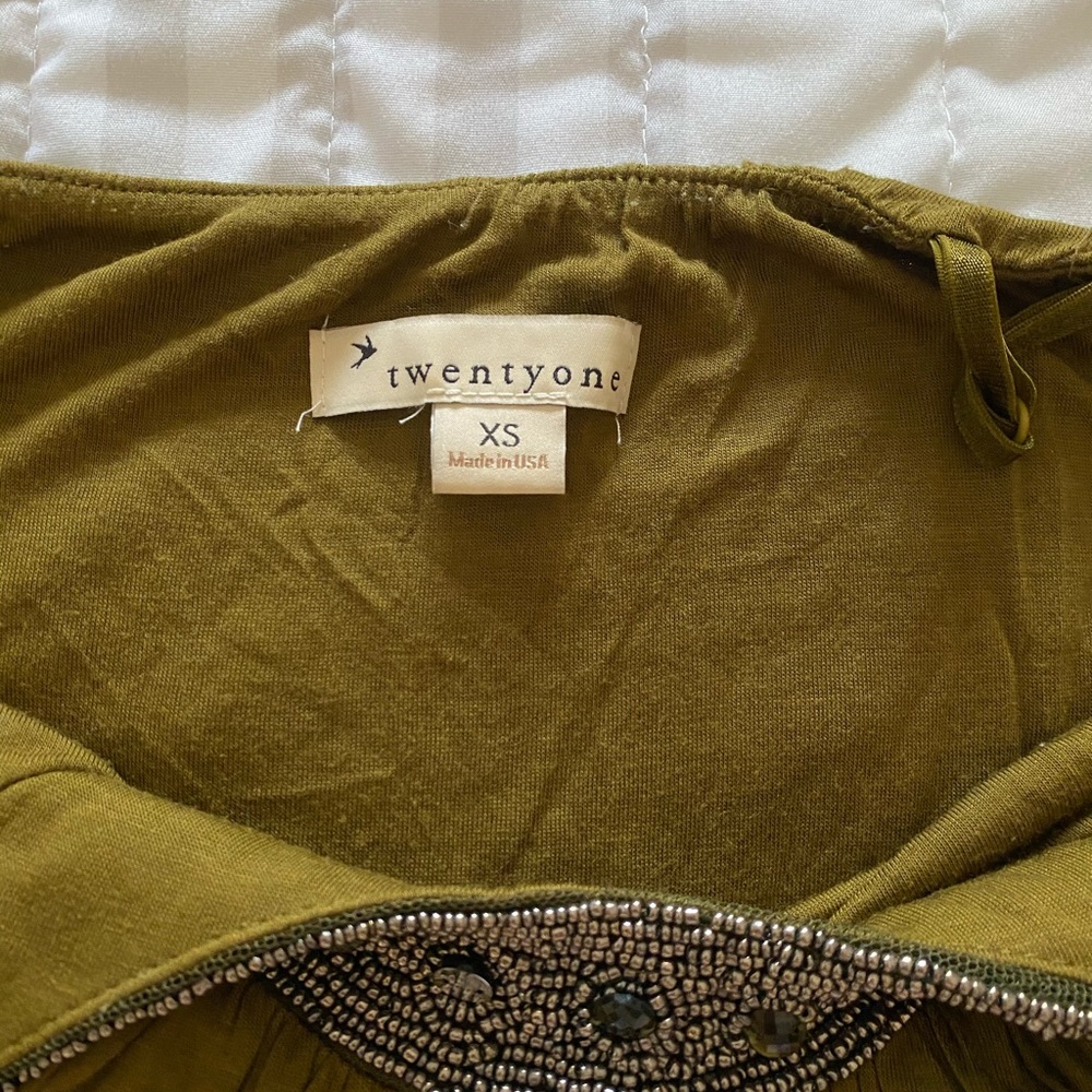 Olive green beaded tank
